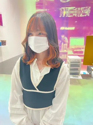ミディアム カラー パーマ ヘアアレンジ メンズ キッズ ネイル マツエク・マツパ アイブロウ KANAMI 🌏のヘアスタイル