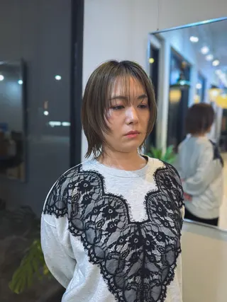 ミディアム ボブレイヤー募集中 出島　凜平のヘアスタイル