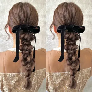 ロング ヘアアレンジ ヘアメ🎀ハイトーン 🩵エクステ🪄しほのヘアスタイル