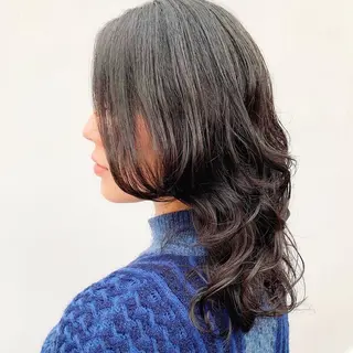 ミディアム パーマ 中川 竜誠のヘアスタイル
