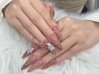 ネイル 🎀うかん 🎀チップ長さ出しのネイルデザイン