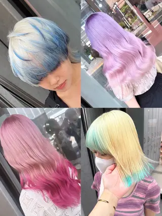 セミロング カラー ブリーチ特化🌈 MANATOのヘアスタイル