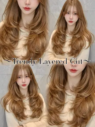 セミロング カラー ヘアアレンジ 韓国風カラーカット 🤍店長　鳥越のヘアスタイル