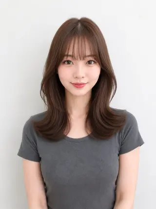 セミロング 顔周り/くびれヘア 韓国ヘア💕風間るなのヘアスタイル