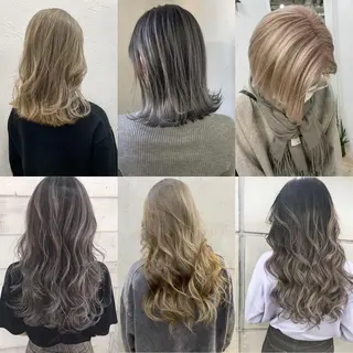 セミロング カラー ヘアアレンジ ブリーチダブルカラー 元町三宮/三ノ宮のヘアスタイル