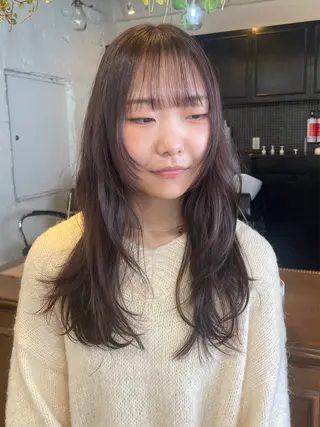 セミロング カラー 韓国レイヤー/透明感 カラー/RIN🎀のヘアスタイル