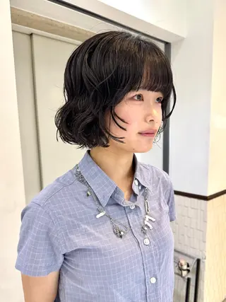 ショート パーマ 🌀デジタルパーマ ボブ　萩原　龍のヘアスタイル