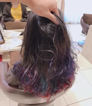 セミロング カラー 難しい髪質の縮毛矯正 高岡/射水/髪質改善のヘアスタイル