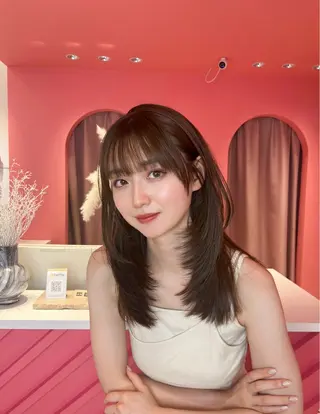 ミディアム カラー 山崎/ボブ縮毛矯正 レイヤー髪質改善のヘアスタイル