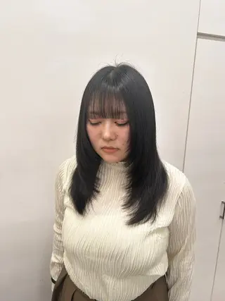 セミロング 🥯縮毛/レイヤー/ ベージュヘア🥯のヘアスタイル
