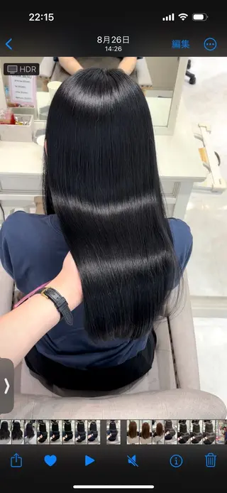 セミロング 酸性縮毛矯正 Coreすずのヘアスタイル