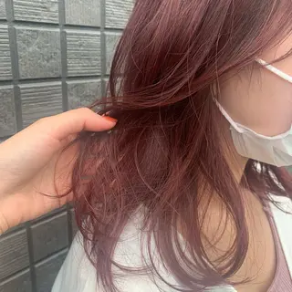 セミロング カラー ハブヘアー ハブヘアーのヘアスタイル