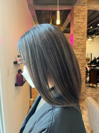 ミディアム カラー ヘアカラー&縮毛矯正 STAR☆RIVERのヘアスタイル