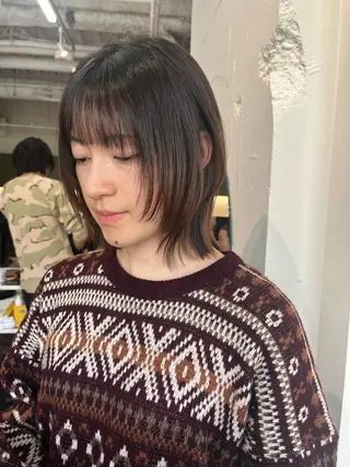 ミディアム 縮毛/パーマ/カラー LUVISM佐藤里咲のヘアスタイル