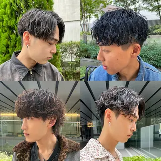 ショート カラー パーマ ヘアアレンジ メンズ 亀井隆汰/メンズ専門 パーマ/フェード可のヘアスタイル