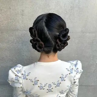 ロング ヘアアレンジ 美の間 杏寿 ヘアセットサロンのヘアスタイル