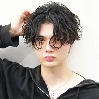 ショート パーマ ヘアアレンジ メンズ メンズメッシュパーマ 😈 RIKU渋谷のヘアスタイル