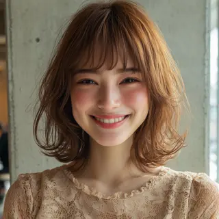 ミディアム ✨透明感カラー✨ ☘️くすみカラー☘️のヘアスタイル