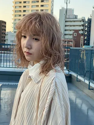 ミディアム カラー ヘアアレンジ 美髪矯正 韓国レイヤーのヘアスタイル
