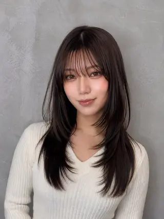 セミロング 💙レイヤー縮毛矯正 大宮/虎白💙のヘアスタイル
