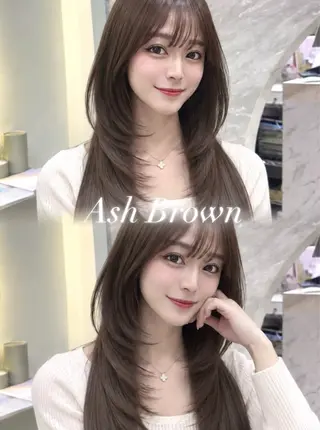 セミロング カラー ヘアアレンジ 🖤kana韓国ヘア 艶髪カラー特化🖤のヘアスタイル