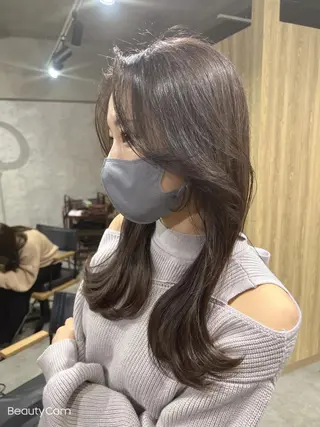 ロング カラー パーマ ヘアアレンジ メンズ キッズ ネイル マツエク・マツパ アイブロウ レイヤー/顔周り 韓国ヘア森田和貴のヘアスタイル