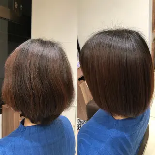 ショート パーマ 縮毛矯正/髪質改善 予約はリクエストからのヘアスタイル