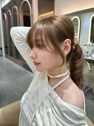 セミロング 縮毛矯正 髪質改善 韓国風レイヤー 吉田のヘアスタイル
