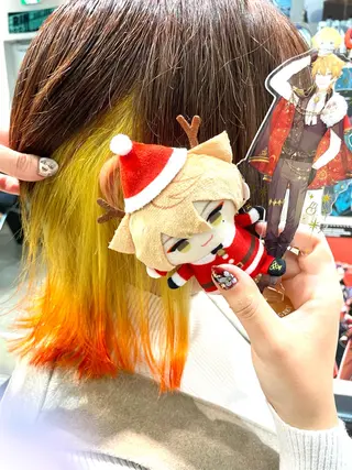 ミディアム カラー インナーカラー 推し ブリーチ 髪質改善のヘアスタイル