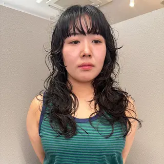 セミロング パーマ パーマ/透明感カラー 元町🌱takutoのヘアスタイル