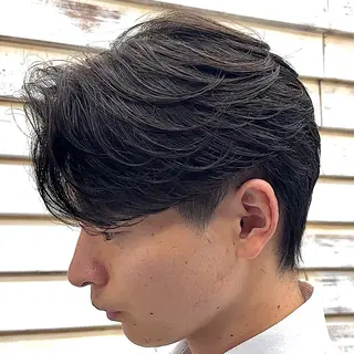 パーマ メンズ 女性カットモデル イケガヤのヘアスタイル