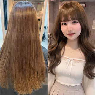 ロング カラー あみ/暗髪オリ ーブ特化🍃髪質改善のヘアスタイル