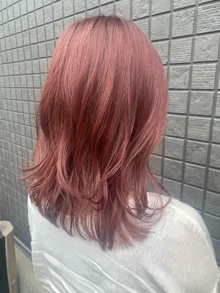 セミロング カラー ハブヘアー ハブヘアーのヘアスタイル