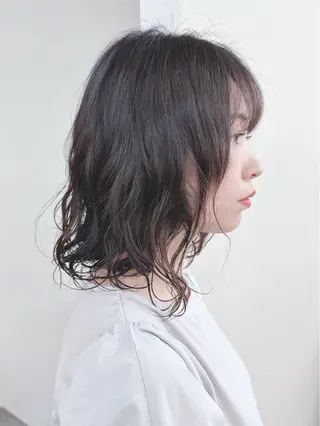 ミディアム パーマ ボブ/ゆるふわ ボブパーマ/とういのヘアスタイル