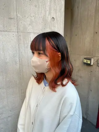 ミディアム カラー パーマ ヘアアレンジ メンズ キッズ ネイル マツエク・マツパ アイブロウ 🐺ウルフ×ハイトー ン🖤Yukinoのヘアスタイル