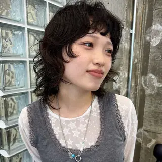 ミディアム カラー パーマ ヘアアレンジ キッズ デザインパーマ レイヤーカット 郁美のヘアスタイル