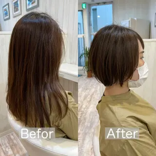 ショート カラー 佐藤史哉* 韓国レイヤー赤み除去のヘアスタイル