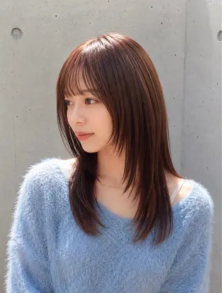 ミディアム カラー 似合わせ×髪質改善 ケア🫧ｼｵﾝのヘアスタイル