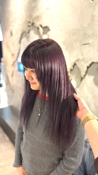 セミロング カラー 暖色🍇/透明感/ 髪質改善/YUIKOのヘアスタイル