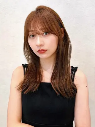 セミロング カラー パーマ kazuki【顔周り ×レイヤーカット】のヘアスタイル