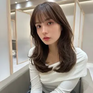 セミロング カラー 地毛風矯正✨×髪質 改善⭐️NOJIのヘアスタイル