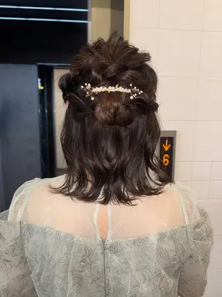 ミディアム ヘアアレンジ 暖色系特化さくら /福岡天神/レイヤーのヘアスタイル