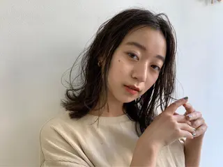 セミロング カラー パーマ ヘアアレンジ akari ♡のヘアスタイル