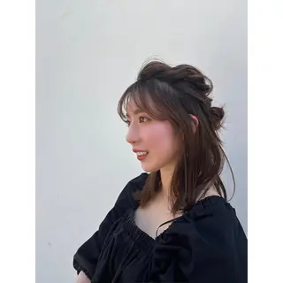 ミディアム フリーランス￤ユル￤ ヘアメイクmiyuuのヘアスタイル