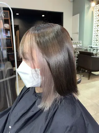ミディアム カラー 髪質改善・縮毛矯正 特化・ユウシンのヘアスタイル