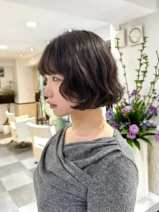 ショート パーマ デジタルパーマ 🌀ボブ　萩原　龍のヘアスタイル