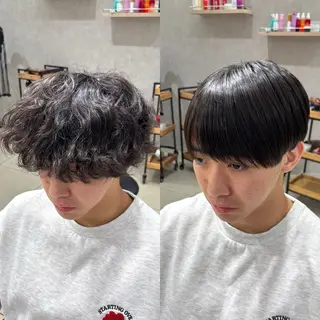 ミディアム パーマ メンズ 💠メンズ縮毛矯正 /パーマ💠林慶太のヘアスタイル