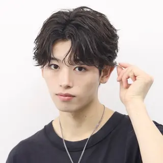 ショート カラー パーマ メンズ 🔥メンズ極🔥韓国 シャドウ/波巻き柿崎のヘアスタイル