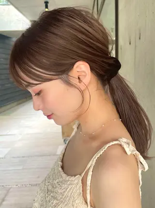 セミロング カラー ヘアアレンジ 【柔らか透明感✨/ 似合せ前髪】大石葉月のヘアスタイル