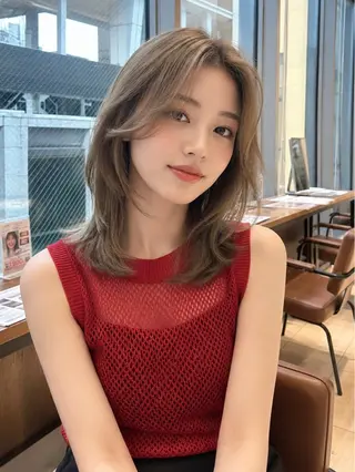 セミロング SHION/銀座 まとまるカット🩵のヘアスタイル
